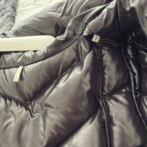 Moncler Black Shiny Puffer with Fur Trim Hood, Size 0 - Picture 3 of 11